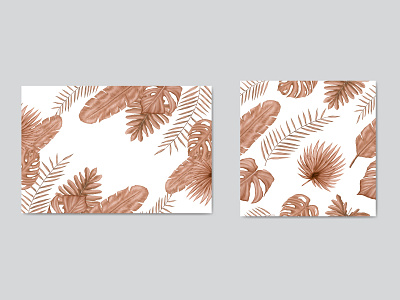 Summer tropical leaves background and seamless pattern