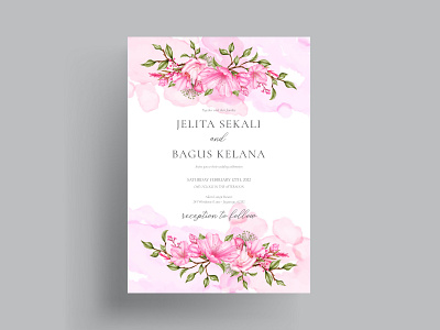 Floral Invitation Card Template Design Cherry Blossom Flowers With