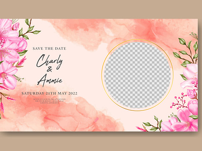 Colorful cherry blossom floral wedding banner template