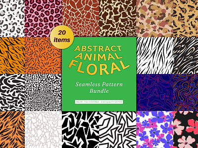 Abstract Animal Floral Seamless Pattern Bundle