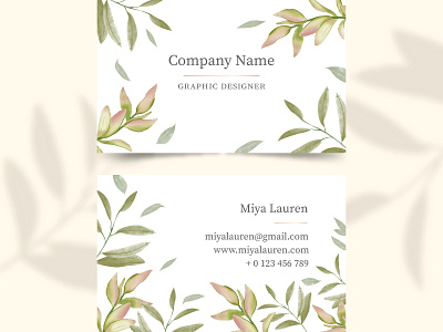 Elegant leaves business card business businesscard companycard leaves mockup professional work