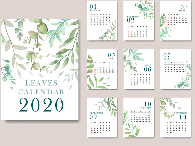 2020 calendar with floral frame 2020 background calendar calendar design design eucalyptus floral frame illustration leaf leaves vector watercolor