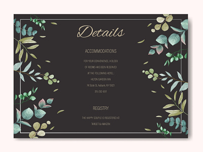 Elegant leaves frame with black background background beauty botanical card design detail eucalyptus floral frame green greetingcard illustration invitation leaf leaves watercolor wedding wedding card wedding invitation