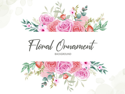 Floral ornament background background beauty blossom card eucalyptus floral frame illustration invitation leaf leaves ornament pink rose template valentine watercolor wedding wedding invitation wreath