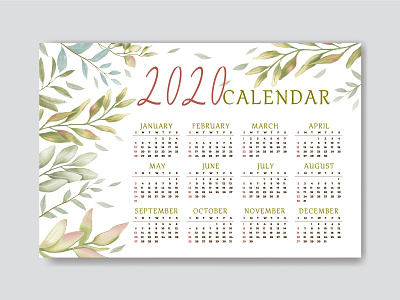 Floral design calendar 2020 2020 2020calendar background beauty botanical illustration calendar calendar design card celebrate eucalyptus floral frame happy new year illustration leaf leaves template typography watercolor wreath