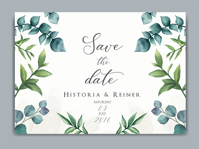 Wedding invitation with floral ornament background beauty bridal bundle card celebrate eucalyptus floral frame green illustration invitation leaf leaves mariage set template watercolor wedding wreath