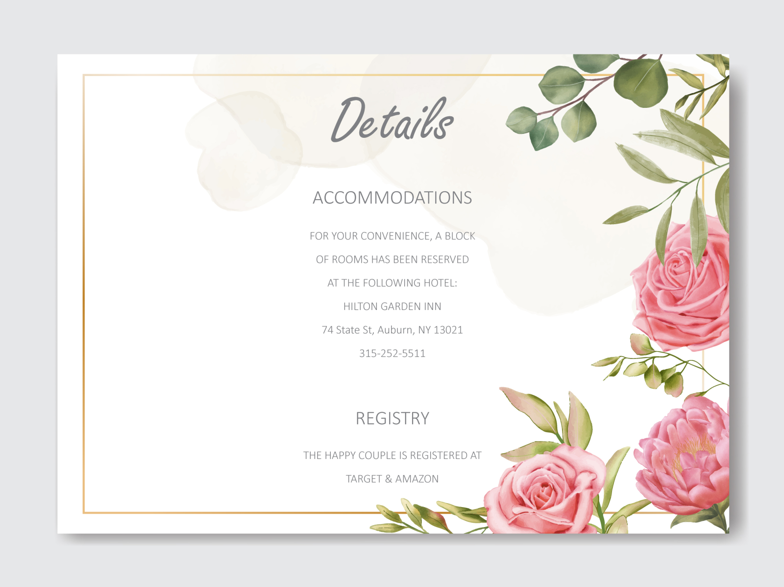 Wedding Invitation With Floral Ornament And Gold Frame By Dheo