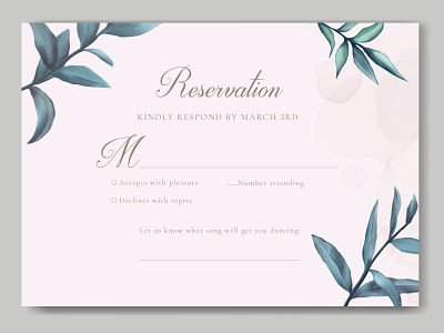 Elegant wedding invitation with leaves background beauty bouquet bridal bundle card celebrate eucalyptus floral frame green illustration invitation leaf leaves mariage set watercolor wedding wreath