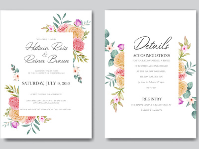 Beautiful floral frame for wedding invitation