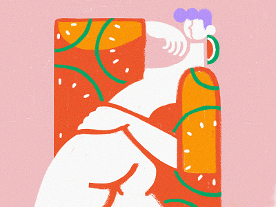 Round butt digital art draw fashion fashion illustration girl illustration kimono pattern pink red woman