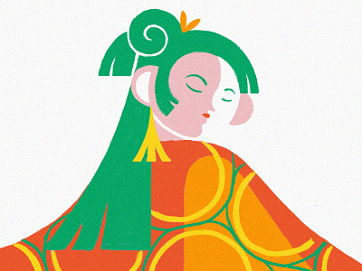 Kimono Lady art digital art digital illustrator draw drawing fashion fashion illustration girl girls green illustration kimono lady pattern pattern design