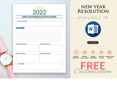 New Years Resolution Planner- 2022 letter size planner