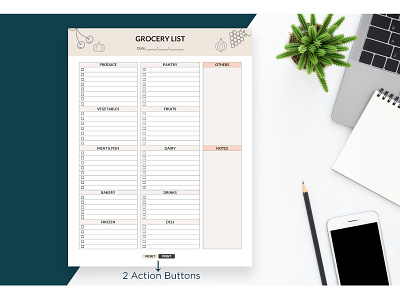 Grocery Planner, List in Digital PDF clean elegant planner minimal minimalist planner monthly grocery planner personal planner printable planner weekly grocery planner