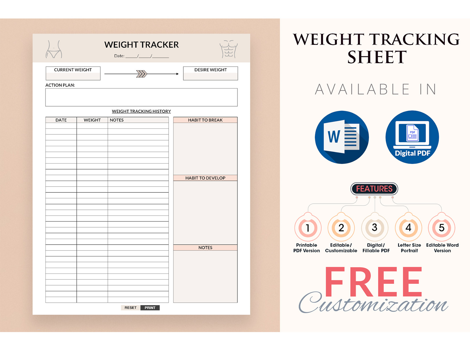 Weight Tracker Template Graphic by Premiere Planners · Creative Fabrica