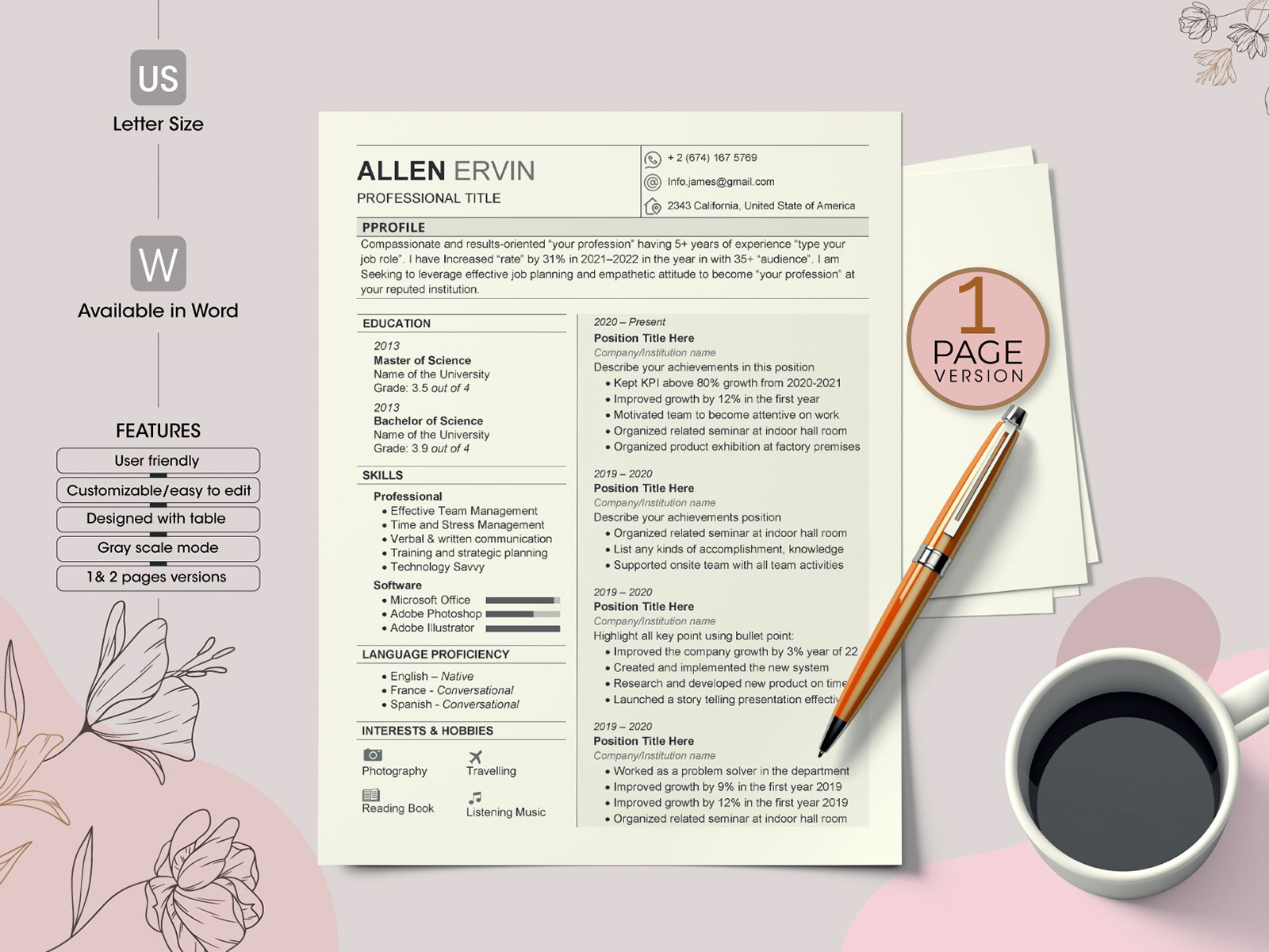 Microsoft Word Resume Template by Md. Anwar Hossain on Dribbble