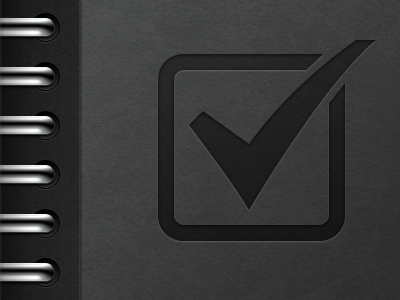 ActionNotes Icon Re-hash (Detail) actionnotes black book cover chrome grey icon ios ipad ring bind silver