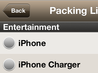 iPhone List UI