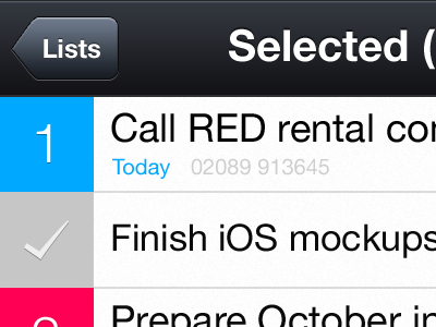To-do List Redesign black blue ios iphone retina display tasks todo list