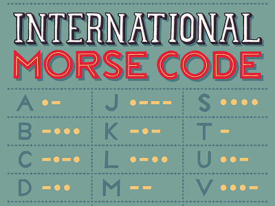 Hand-Lettered International Morse Code Alphabet Chart chart handlettering illustration morsecode poster posterart vector