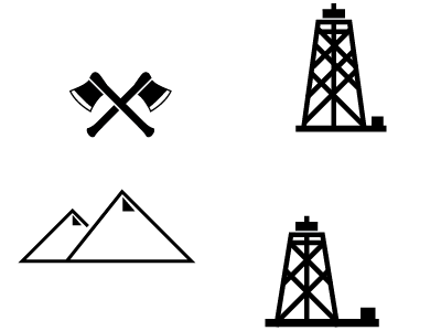 Icons for Captil Clothing axe oil oil mountains