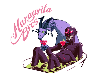 Margarita Bros bath cocktail illustration lettering monsters party