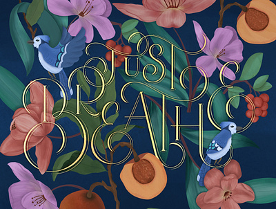 Just Breathe abstract bird bird illustration botanical illustration custom lettering design dribbble floral illustration freethrow hand lettering illustration lettering procreate