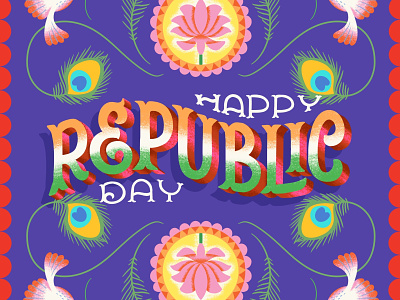 Republic day of India culture custom lettering desi design dribbble freethrow hand lettering illustration india india republic day indian indian truck art indianrepublicday lettering pop art procreate republic day traditional