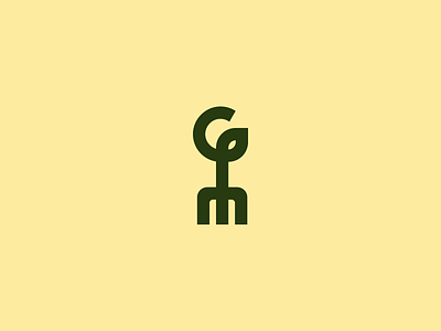 GM logo branding farming identity leaf logo monogram monoline plants