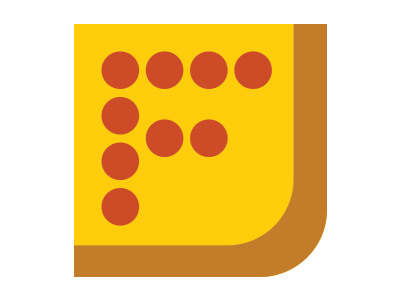 F. Pizza icon logo monogram pizza slice square