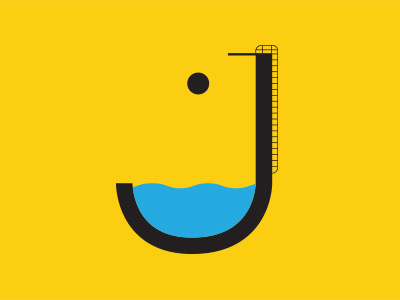 Cannonball J cannonball diving diving board high dive illustration j pool summer type typography water
