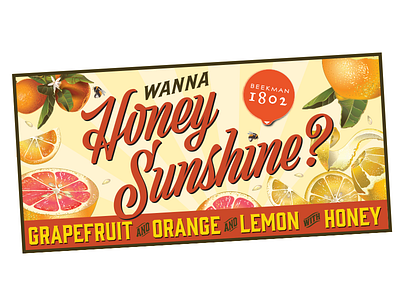 Honey Sunshine label candies citrus fruit fruit basket label honey label sunshine vintage