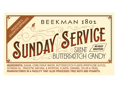 Sunday Service label label packaging vintage