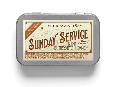 Sunday Service Packaging candy label packaging vintage