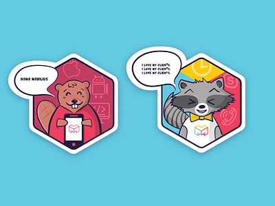 Mentalstack Stickers beaver character illustration mentalstack racoon sticker stickers