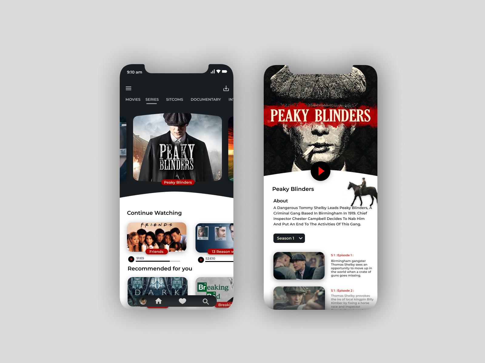 Pocket TV app by Adish on Dribbble