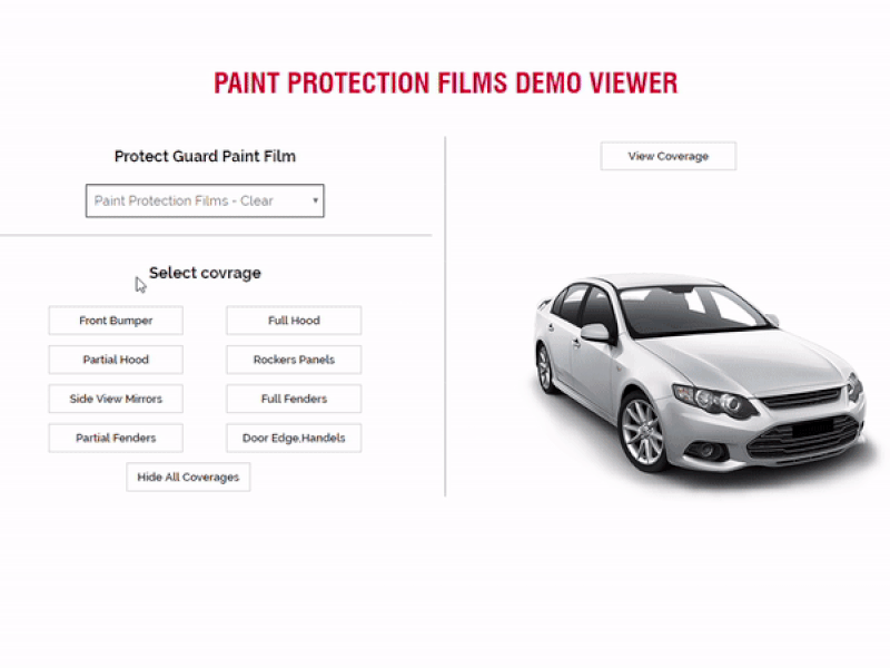 Paint Protection films demo viewer car car care matte painting paint svg ui
