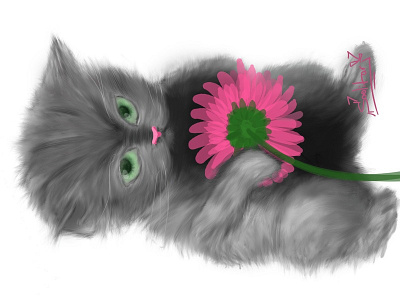 New Shot - 11/23/2013 at 08:21 PM art cat flower green eye kitten picture