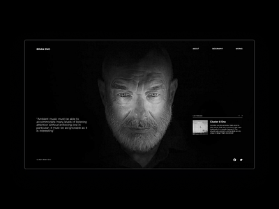 Brian Eno - Desktop Web Page Design black brian eno design desktop flat minimal minimalist musician page ui ux web web design website