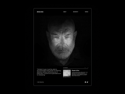 Brian Eno - Web Page Design black brian eno design minimal musician page tablet ui web webdesign website