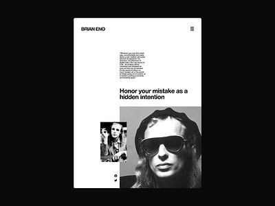 Brian Eno - Concept design the main screen black brian eno concept minimal musician page ui web web design website