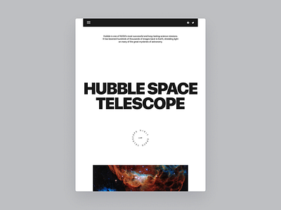 Hubble Space Telescope - Concept design the main screen, tablet