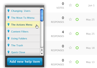 The Actions Menu authoring drag and drop help interactive wordpress