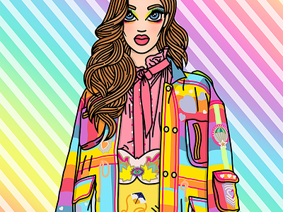 She's like a Rainbow candy doll club couture fashion fashion illustration fashion illustrator illustration rainbow sweet