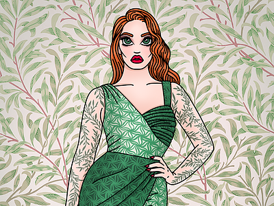 Poison Ivy candy doll club fashion illustration fashion illustrator green dress pinup poison ivy rockabilly tattoos