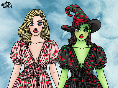 Wicked Strawberries candy doll club elphaba fashion illustration fashion illustrator glinda wicked wizard of oz