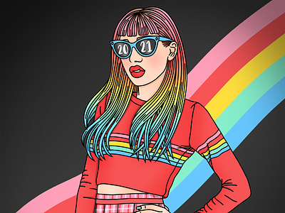 2021, let's go! candy doll club fashion illustration fashion illustrator pastel pastel hair rainbow hair