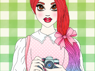 Pretty as a Picture brown eyed girl camera candy candy doll club film girly pastel hair pink polka dots