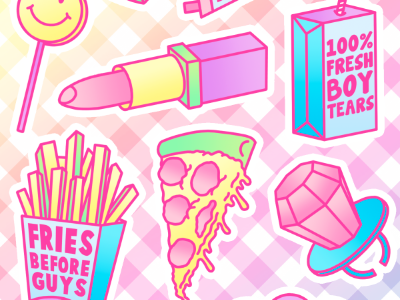 Candy Doll Sticker Sheet candy candy doll club fresh boy tears fries before guys fun lipstick lollipop pizza ring pop sweets