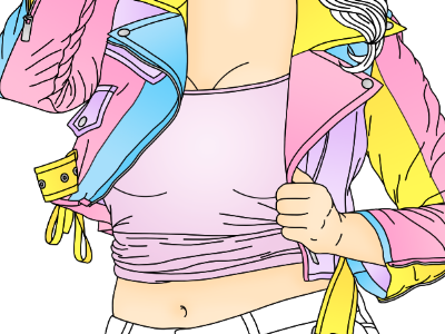 Pastel Punk candy candy doll club curves digital illustration illustration leather jacket lineart pastel sweet