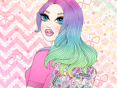 Rainbow Babe blue eyes blue hair candy candy doll club ombre hair pastel hair pretty rainbow